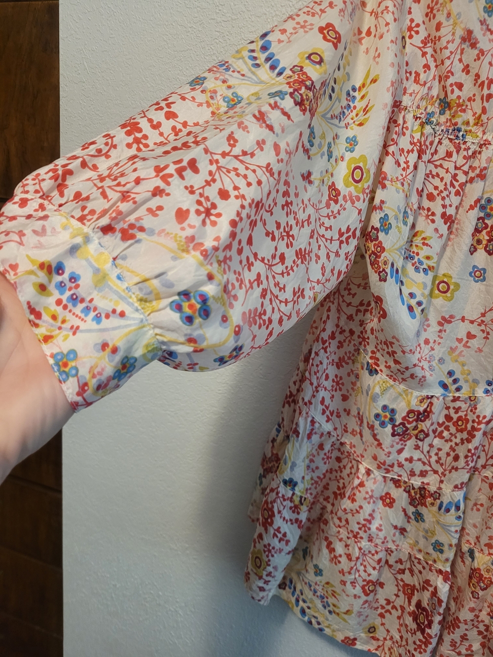 Sundance Woman Floral Peasant Blouse - Cream Multi - Picture 9 of 11